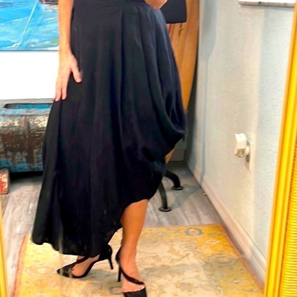 🖤Tiar Bellomo,Los Angeles,Soft Black,Lagenlook Linen Asymmetrical Dress,Size S - Picture 11 of 12